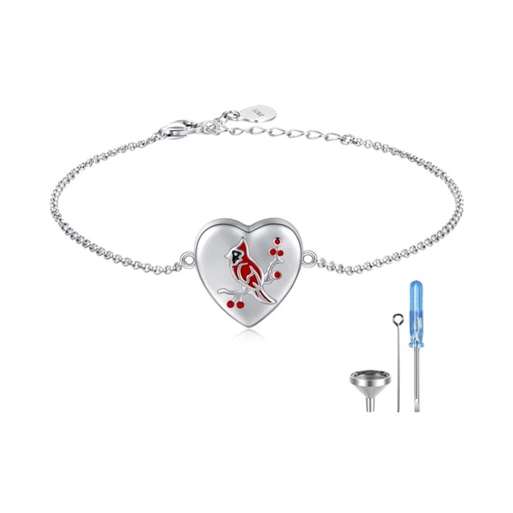 18k Cardinal Necklace or Bracelet Urn Keepsake Loved Ones Memorial Jewelry - Picture 8 of 11